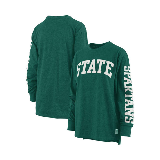 Women's Green Michigan State Spartans Plus Size Two-Hit Canyon Long Sleeve T-shirt
