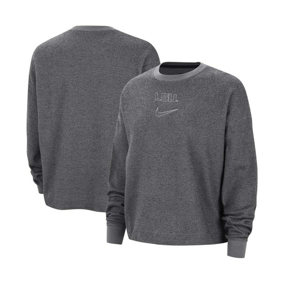 Women's Gray LSU Tigers Yoga Pullover Sweatshirt