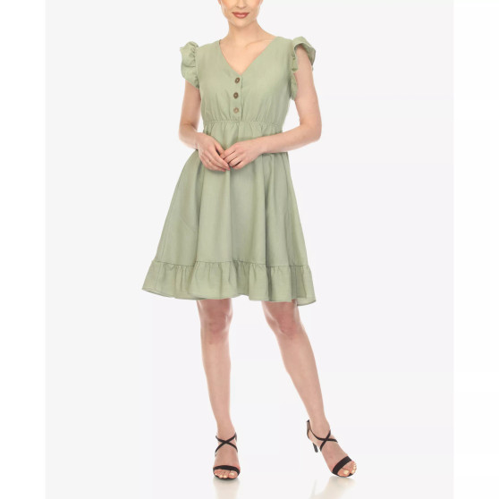 Women's Ruffle Sleeve Knee-Length Dress
