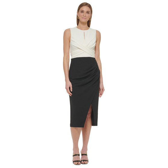 Women's Twist-Detail Ruched Midi Dress