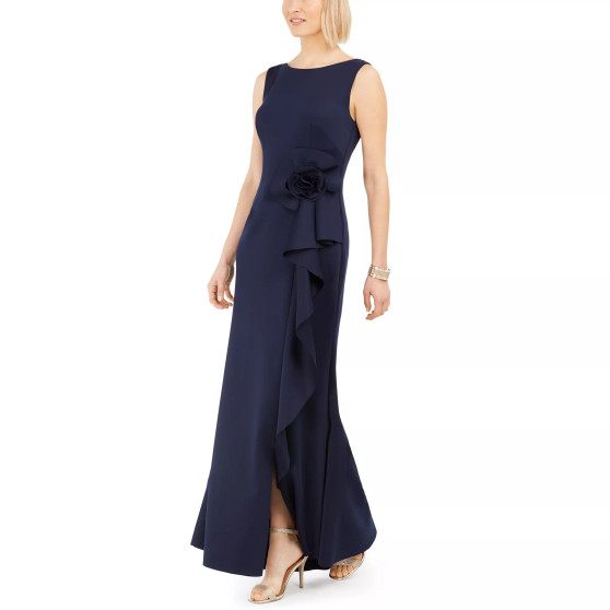 Petite Ruffle Scuba Gown