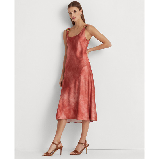 Women's Tie-Dye–Print Ring-Trim Satin Dress