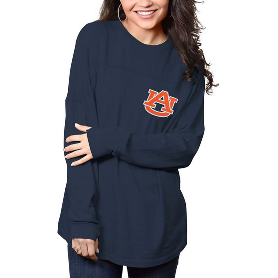 Women's Navy Auburn Tigers The Big Shirt Oversized Long Sleeve T-shirt