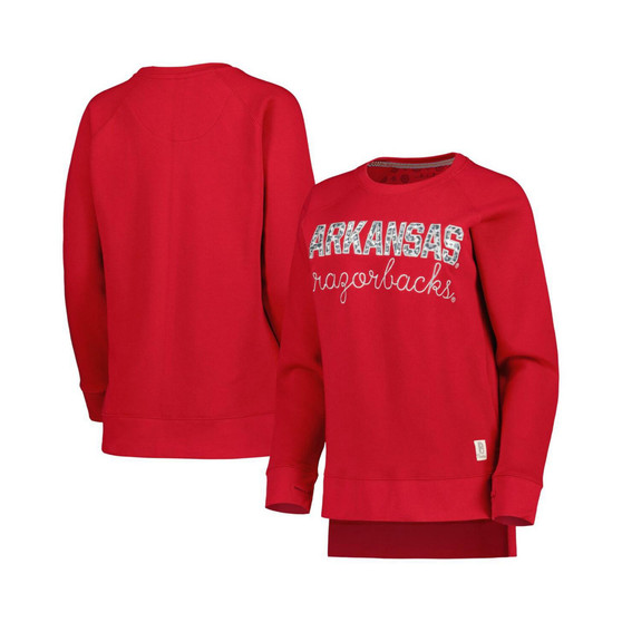 Women's Crimson Arkansas Razorbacks Steamboat Animal Print Raglan Pullover Sweatshirt