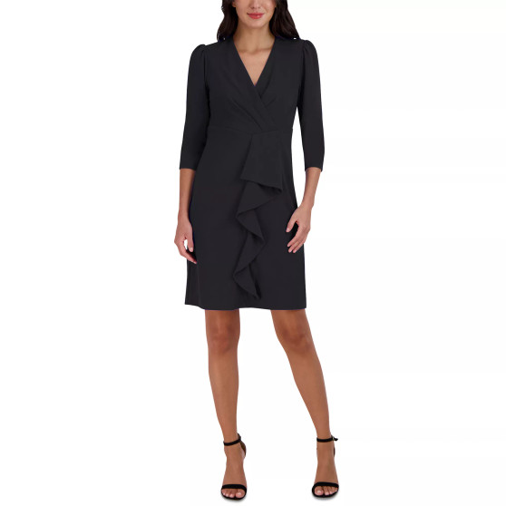 Women's Pleated Ruffled-Front Sheath Dress