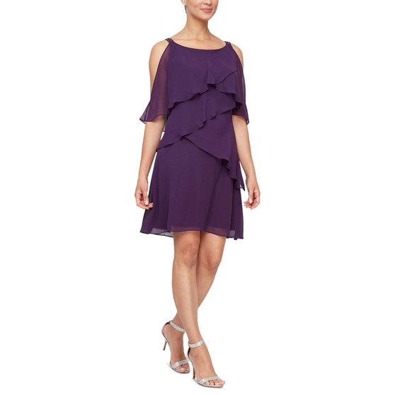 Women's Cold-Shoulder Tiered Dress