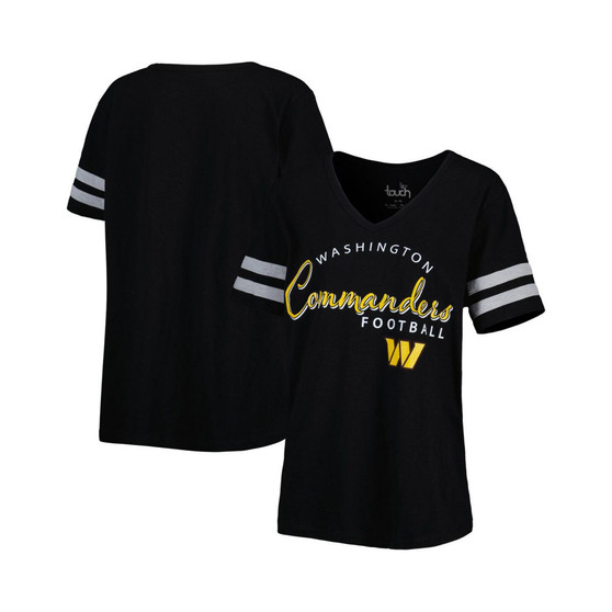 Women's Black Washington Football Team Triple Play V-Neck T-shirt