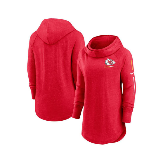 Women's Red Kansas City Chiefs Minimal Statement Raglan Funnel Neck Pullover Hoodie