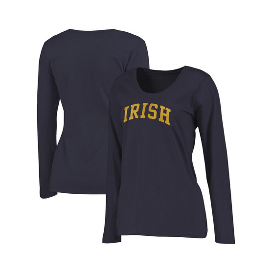 Women's Branded Navy Notre Dame Fighting Irish Logo Arch Long Sleeve T-shirt