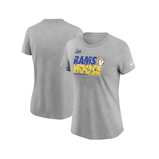 Women's Heathered Gray Los Angeles Rams Super Bowl LVI Champions Confetti T-shirt