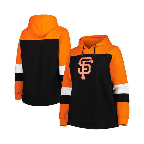 Women's Black San Francisco Giants Plus Size Colorblock Pullover Hoodie