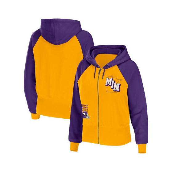 Women's Gold Minnesota Vikings Colorblock Full-Zip Hoodie