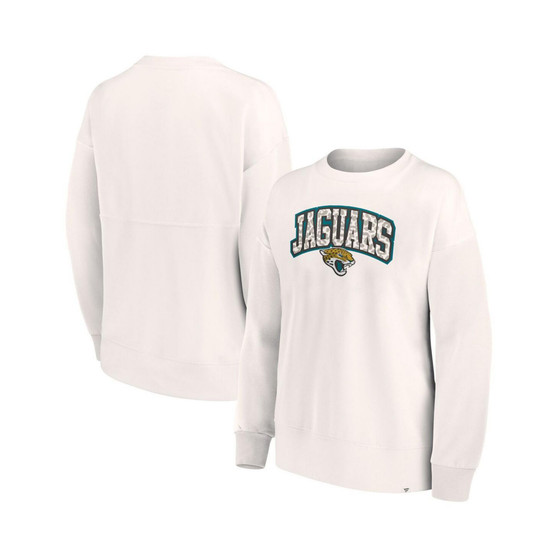 Women's Branded White Jacksonville Jaguars Leopard Team Pullover Sweatshirt
