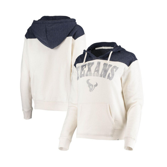 Women's '47 Cream Houston Texans Fade Thru Emerson Colorblock Pullover Hoodie