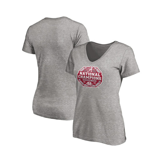 Women's Branded Heather Charcoal Alabama Crimson Tide College Football Playoff 2020 National Champions Sack V-Neck T-shirt