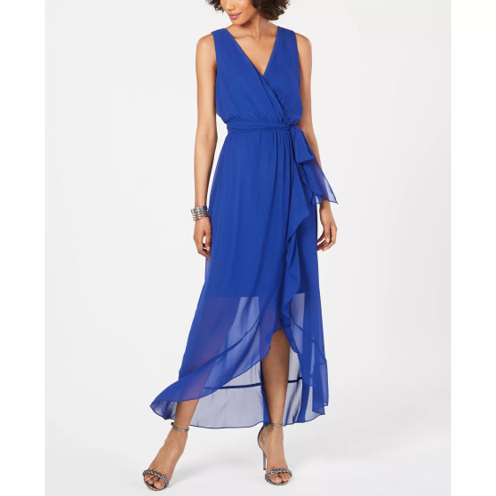 Surplice High-Low Maxi Dress