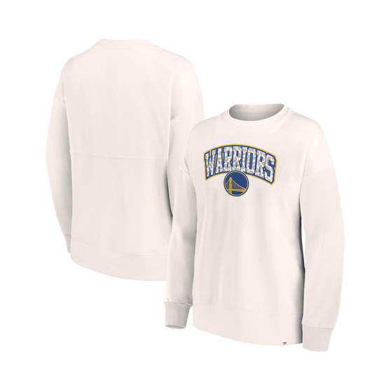 Women's Branded White Golden State Warriors Tonal Leopard Pullover Sweatshirt