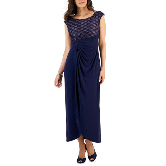 Petite Embellished Faux-Wrap Gown