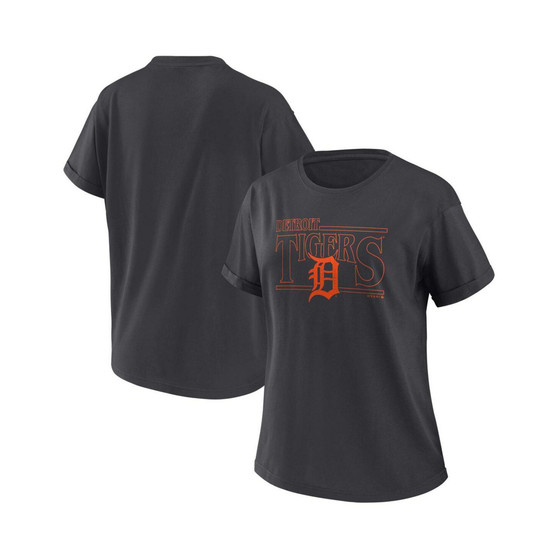 Women's Charcoal Detroit Tigers Oversized Boyfriend T-shirt