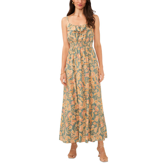 Women's Floral-Print Smocked-Waist Maxi Dress
