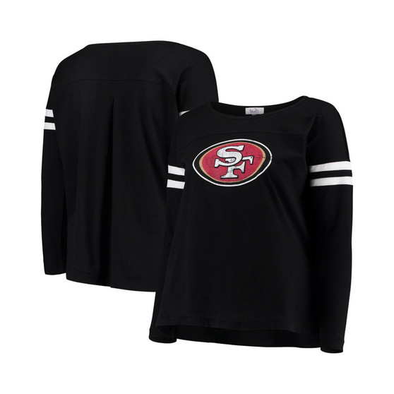 Women's Black San Francisco 49ers Plus Size Free Agent Long Sleeve T-shirt