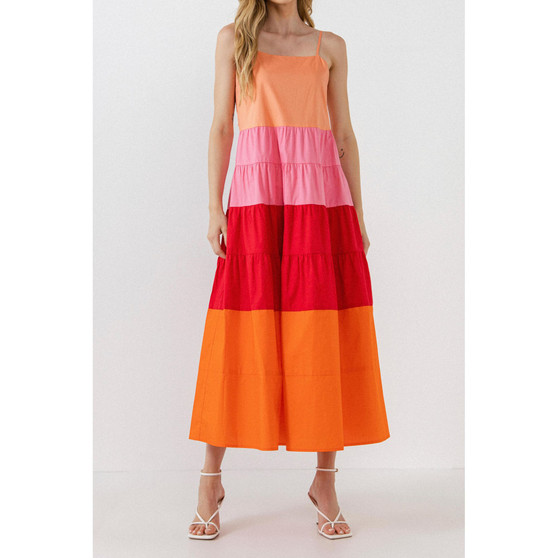 Women's Color Block Spaghetti Maxi