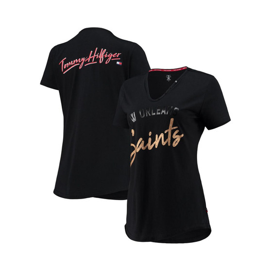Women's Black New Orleans Saints Riley V-Neck T-shirt