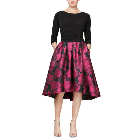 Printed-Skirt High-Low Dress
