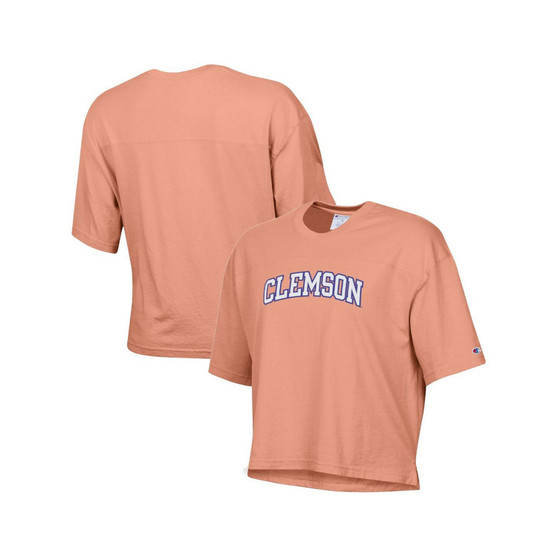 Women's Orange Clemson Tigers Vintage-Like Wash Boxy Crop T-shirt