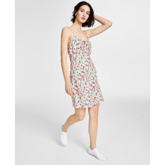 Women's Pleated-Top Sleeveless Floral Dress