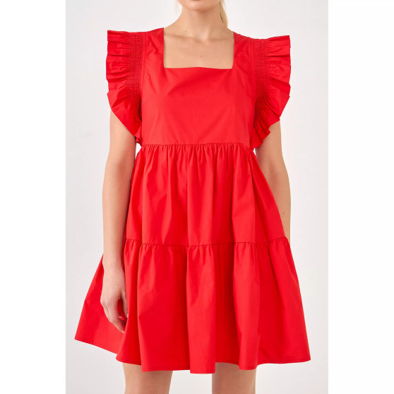 Women's Ruffled Dress with Smocking Detail