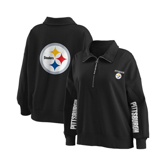 Women's Black Pittsburgh Steelers Half-Zip Sweatshirt