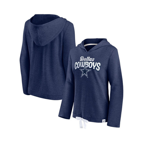 Women's Branded Heathered Navy Dallas Cowboys First Team Flowy Pullover Hoodie