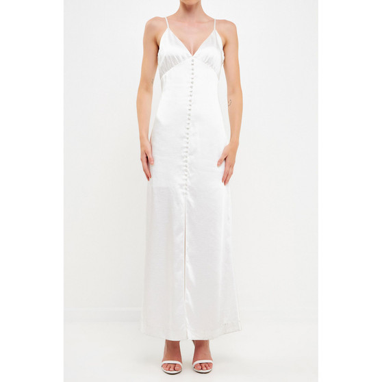 Women's Satin Button Down Maxi Dress