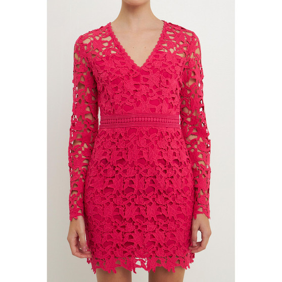 Women's Long Sleeve Lace Mini Dress