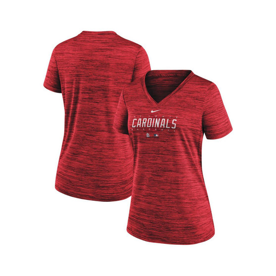 Women's Red St. Louis Cardinals Authentic Collection Velocity Practice Performance V-Neck T-shirt