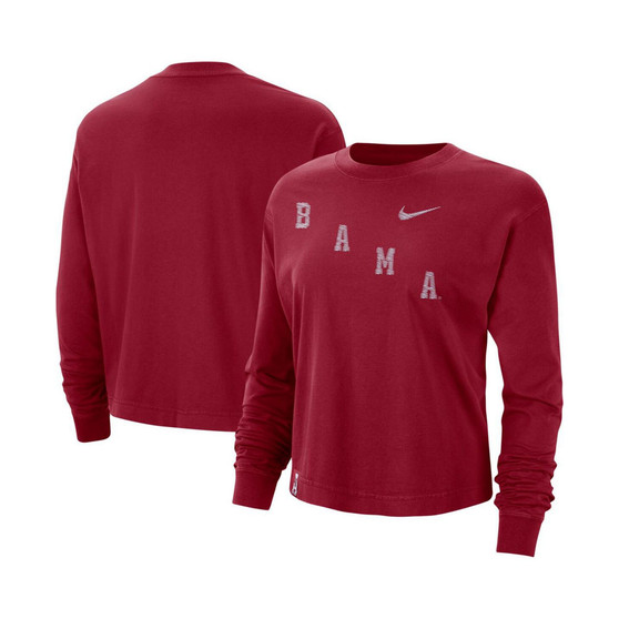 Women's Crimson Alabama Crimson Tide Boxy Varsity Long Sleeve T-shirt