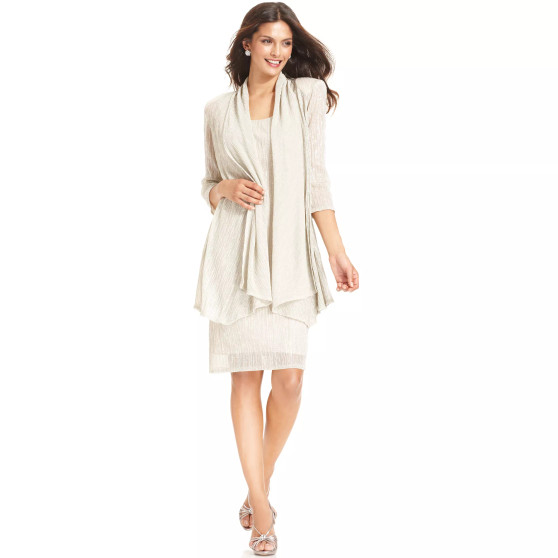 Sleeveless Metallic Dress and Jacket