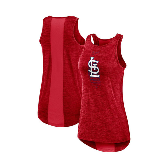 Women's Red St. Louis Cardinals Logo Fade High Neck Performance Tank Top