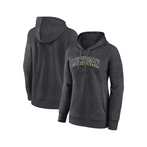 Women's Branded Heather Charcoal Michigan Wolverines Evergreen Campus Pullover Hoodie