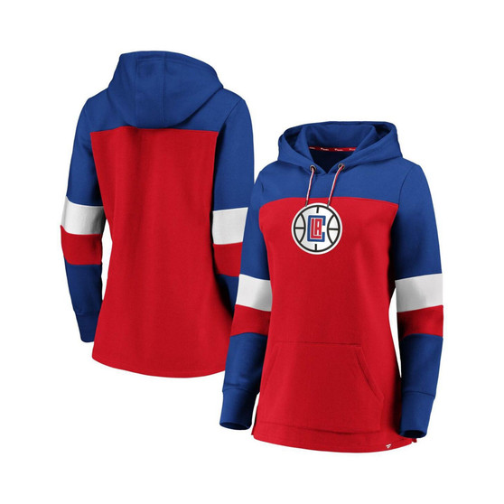 Women's Branded Red and Royal LA Clippers Iconic Heavy Block Pullover Hoodie