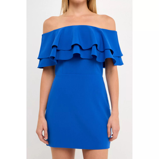 Women's Ruffled Off Shoulder Mini Dress