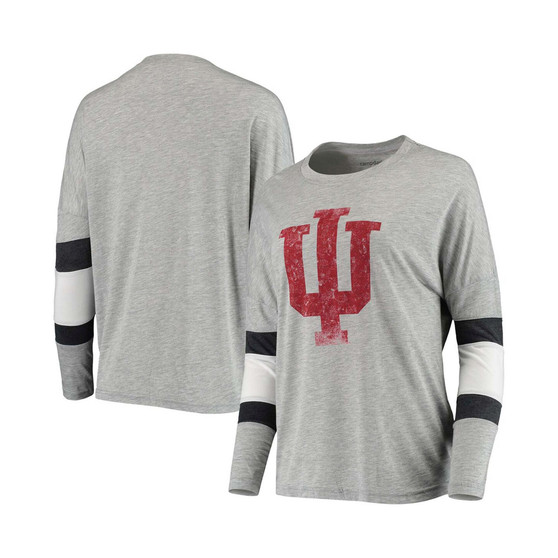 Women's Heather Gray Indiana Hoosiers Swell Stripe Long Sleeve T-shirt