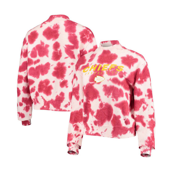 Women's Red Kansas City Chiefs Tie-Dye Cropped Pullover Sweatshirt