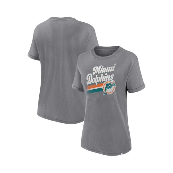 Women's Branded Gray Miami Dolphins Hit Snow Washed T-shirt