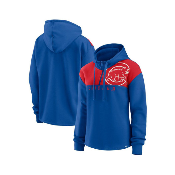 Women's Branded Royal Chicago Cubs Iconic Overslide Color-Block Quarter-Zip Hoodie