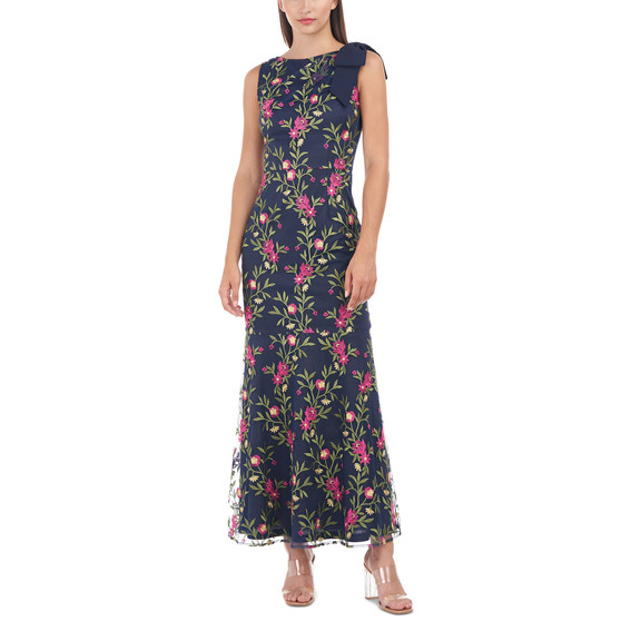 Women's Embroidered Bow-Detail Gown