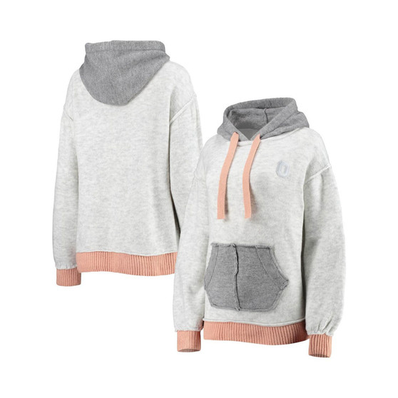 Women's Gray Ohio State Buckeyes Effortlessly Essential Sweater Knit Tri-Blend Pullover Hoodie
