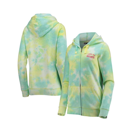 Women's White Tampa Bay Buccaneers Ice-Dye Full-Zip Hoodie