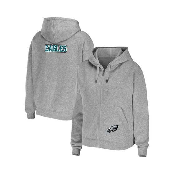 Women's Heather Gray Philadelphia Eagles Plus Size Full-Zip Hoodie